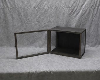 16 x 12 x 8 Wooden Shadow Box / 3 Sided Glass / Hinged Glass Lid / Display Case Box / Keepsake Shadow Box / Wedding Shadow Box / Urn Display