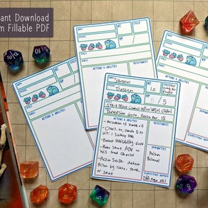 TTRPG Familiar Cards - Printable Form Fillable PDF - Each Card 5"x3.75" - Colored - Monster Cards - Pathfinder, TTRPG Resource