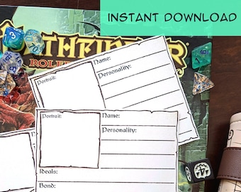 NPC Bio Cards - Printable Character Sheets - Pathfinder- dnd - Tabletop RPG - GM Tools
