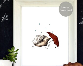 Polly Hedgehog - 8"x10" Printable Art - Watercolor Print