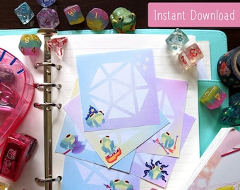 Frog D20 TTRPG Memo Sheets – Printable RPG Notepaper (Digital Download)