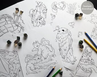 Fantasy Coloring Sheets (For When it's Not Your Turn in Combat) - Printable Sheets