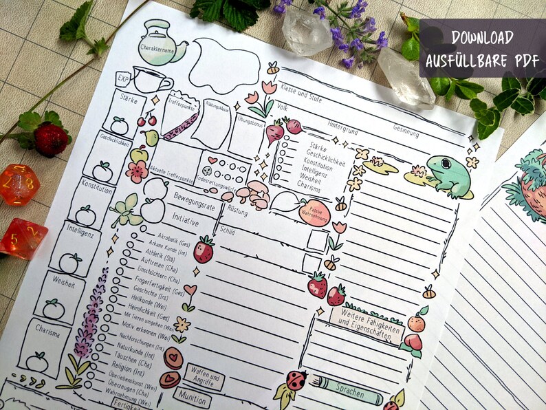 Natur Charakterbogen D&D 5e Ausfüllbare PDF