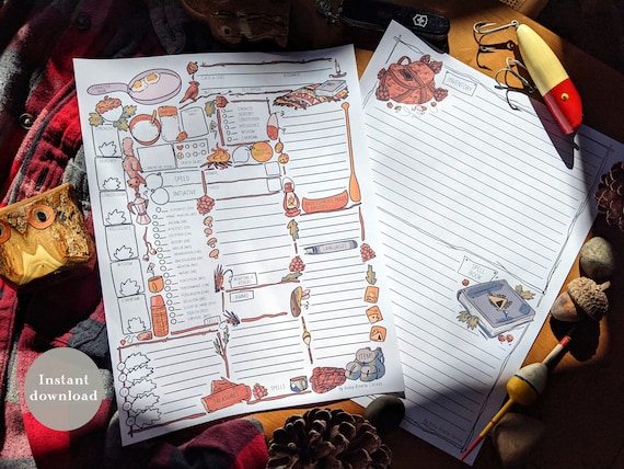 Cabincore D&D 5e Character Sheet - Colored - dnd - Printable Sheets
