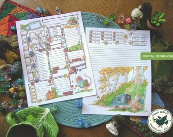 Woodland Critters D&D 5e Character Sheet – Whimsical Design (Digital Download)