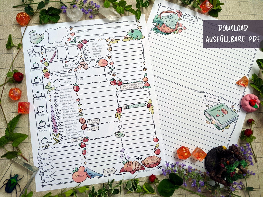 Natur Charakterbogen D&D 5e Ausfüllbare PDF