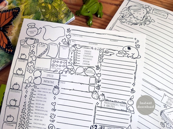Cottagecore Character Sheet D D 5e Printable Sheets Etsy Uk