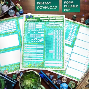 Hoja de personaje de Pathfinder 1.ª edición: estanque de hadas. Hojas de personaje imprimibles. Formulario PDF rellenable