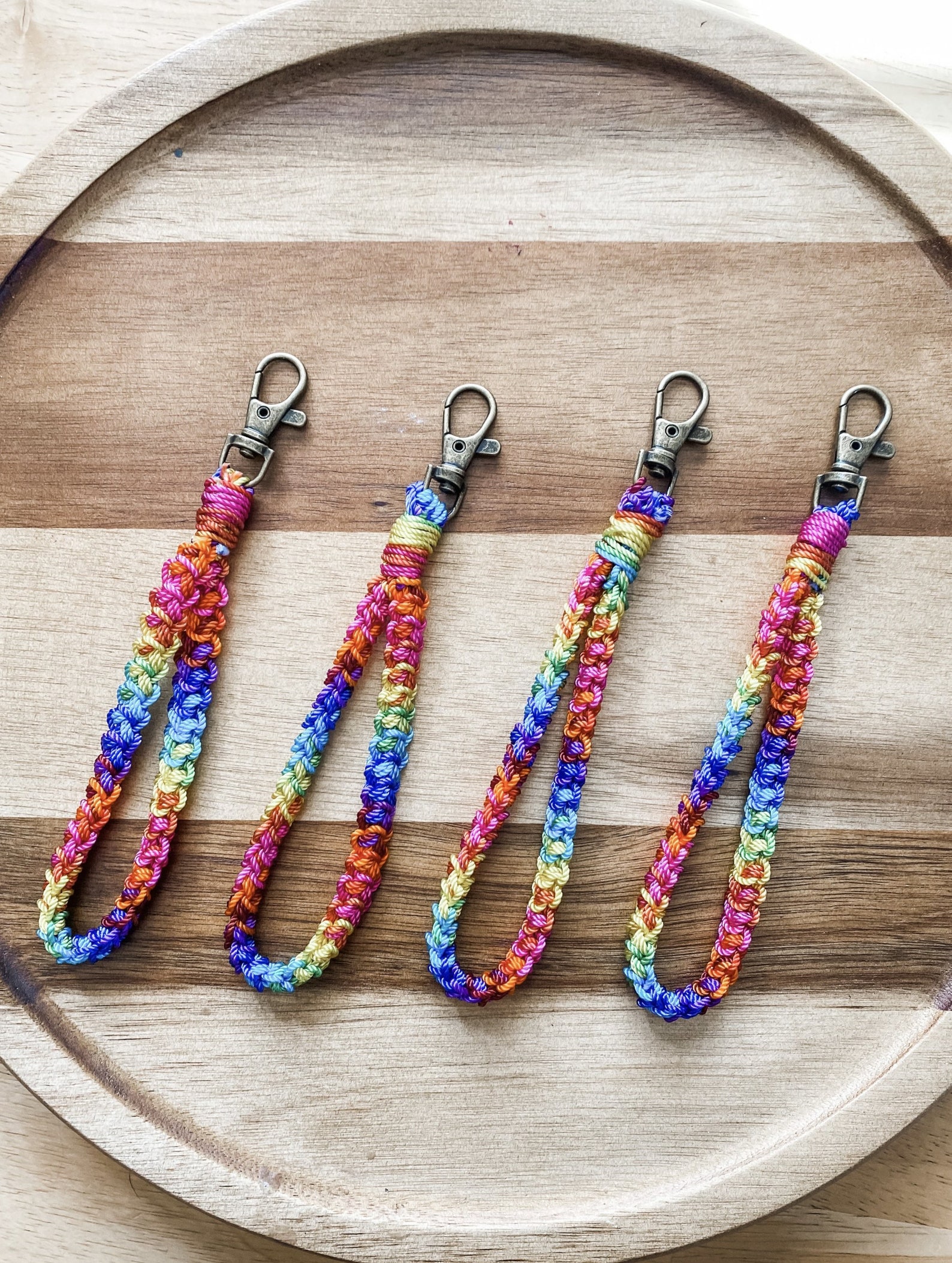 Crochet wristlet rainbow keychain wristlet keychain etsy