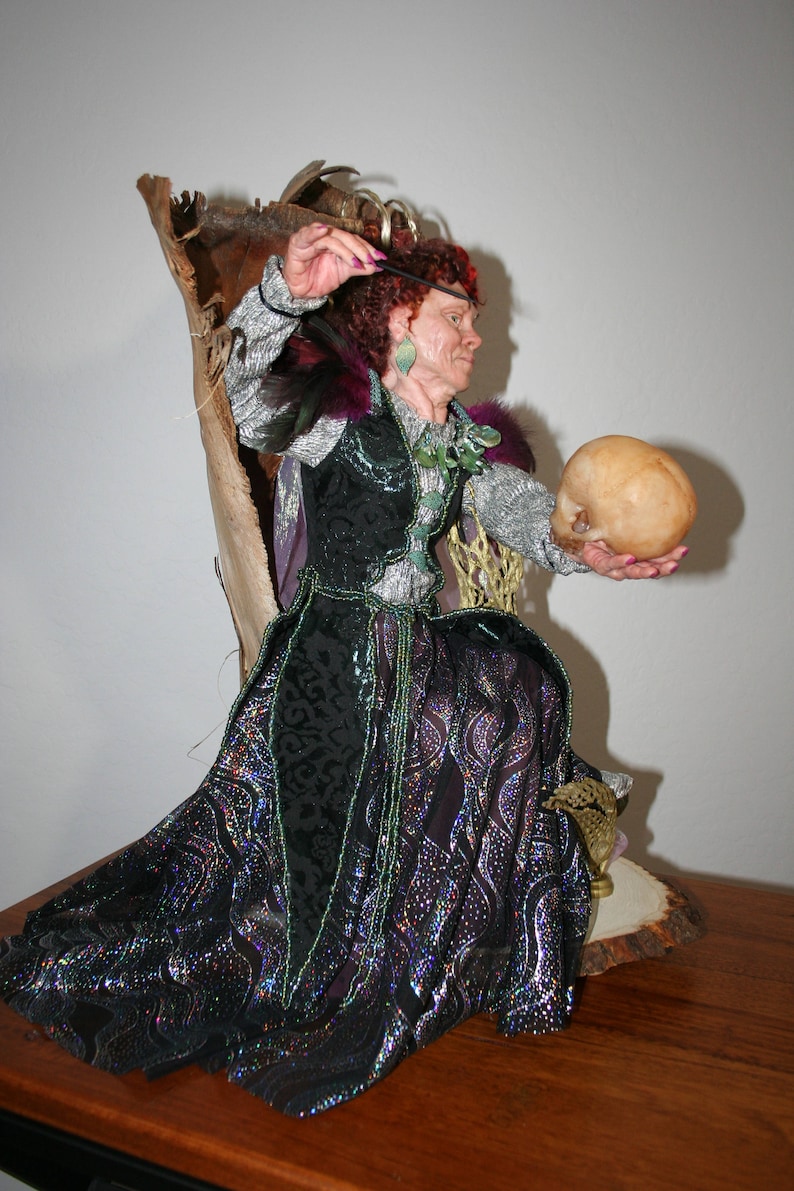 One of a Kind witch art doll Sorry Dear Husband polymer clay sculpt by Sue Menz
