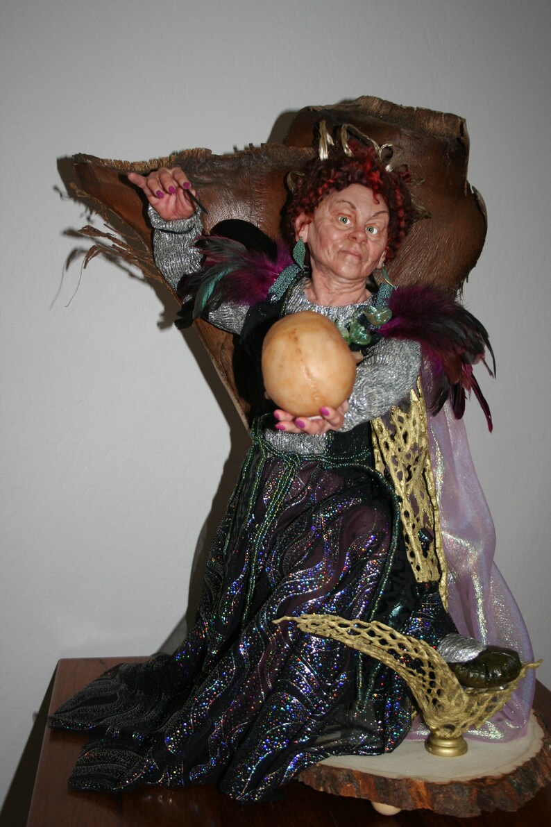 One of a Kind witch art doll Sorry Dear Husband polymer clay sculpt by Sue Menz