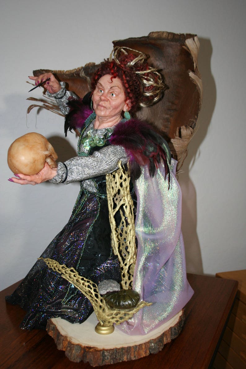 One of a Kind witch art doll Sorry Dear Husband polymer clay sculpt by Sue Menz
