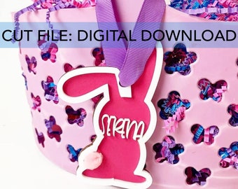 Bunny Tag - Instant Digital Download - Easter Bunny Tag - Easter Basket Tag -  SVG File - Laser Cut File