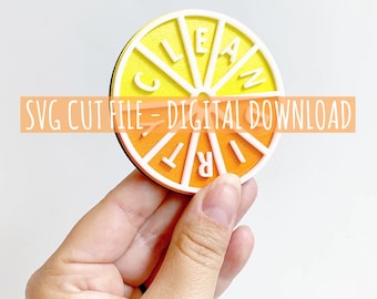 Instant Digital Download - Clean Dirty Citrus Dishwasher Magnet - SVG File - Laser Cut Home Decor - Dishwasher Magnet - Kitchen Decor