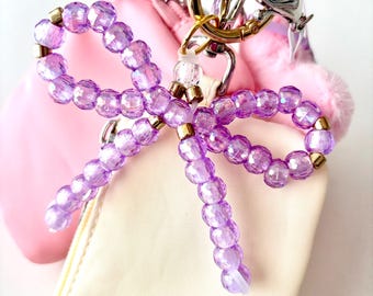 Pony Bead Bow Keychain Bag Charm