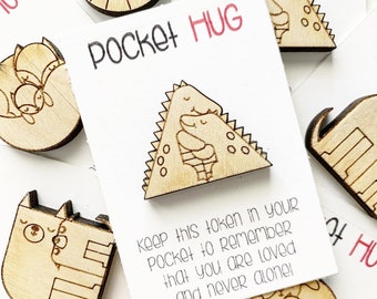 Pocket Hug - Hug Token - Wood Token - Token of Love - Thinking of You - Goodbye Gift - Pocket Animal - Back to School