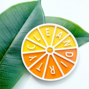 Citrus Clean Dirty Dishwasher Magnet: Laser Cut Kitchen Decor
