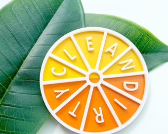 Clean Dirty Citrus Dishwasher Magnet - Laser Cut Home Decor - Dishwasher Magnet - Kitchen Decor