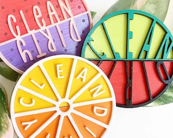 Citrus Clean Dirty Dishwasher Magnet: Laser Cut Kitchen Decor