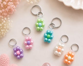 Handmade Pony Bead Flower Keychain | Friendship Bag Charm Accessory