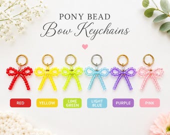 Pony Bead Bow Keychain Bag Charm