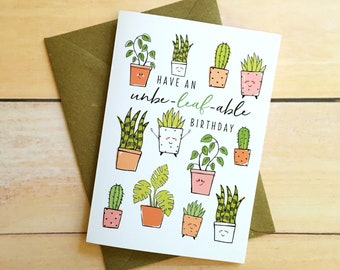 images Plant Themed Birthday Card blank birthday card etsy