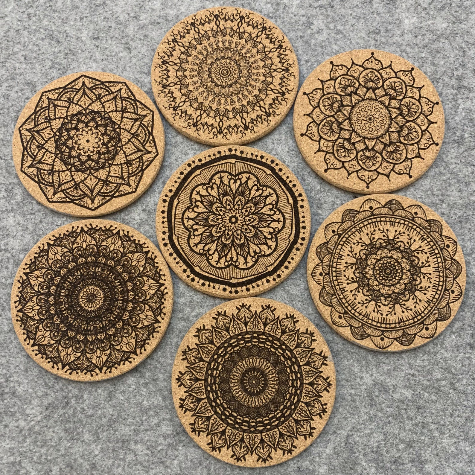 Ornamental Mandala Coaster 7 designs set of 4 Etsy