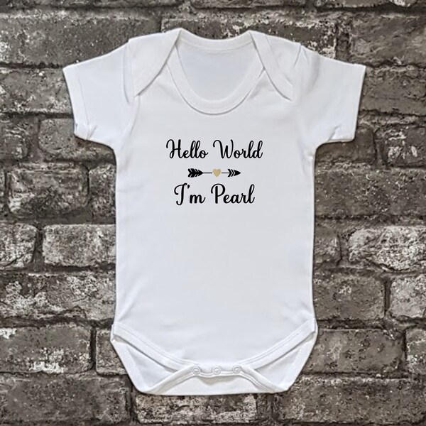 Baby Coming Home Outfit, Personalised Hello World Baby Grow, New Baby, Baby Shower Gift, New Mom, Newborn Baby Clothes, Baby Vest, Maternity