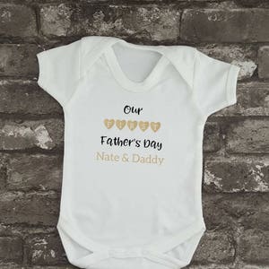 Personalised First Father's Day, Father's Day Baby Bodysuit, Baby Shower Gift, New Baby Present, New Mom, New Dad Gift, Gift for Him, S/S White