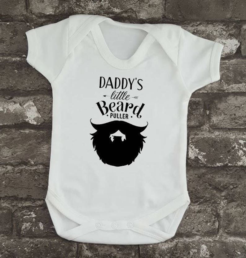 Daddy's Beard Puller, Father's day Gift, Hipster Baby, Beard Baby grow, Baby Shower, Newborn Body Suit, Funny Baby Gift, New Dad, New Mum, White