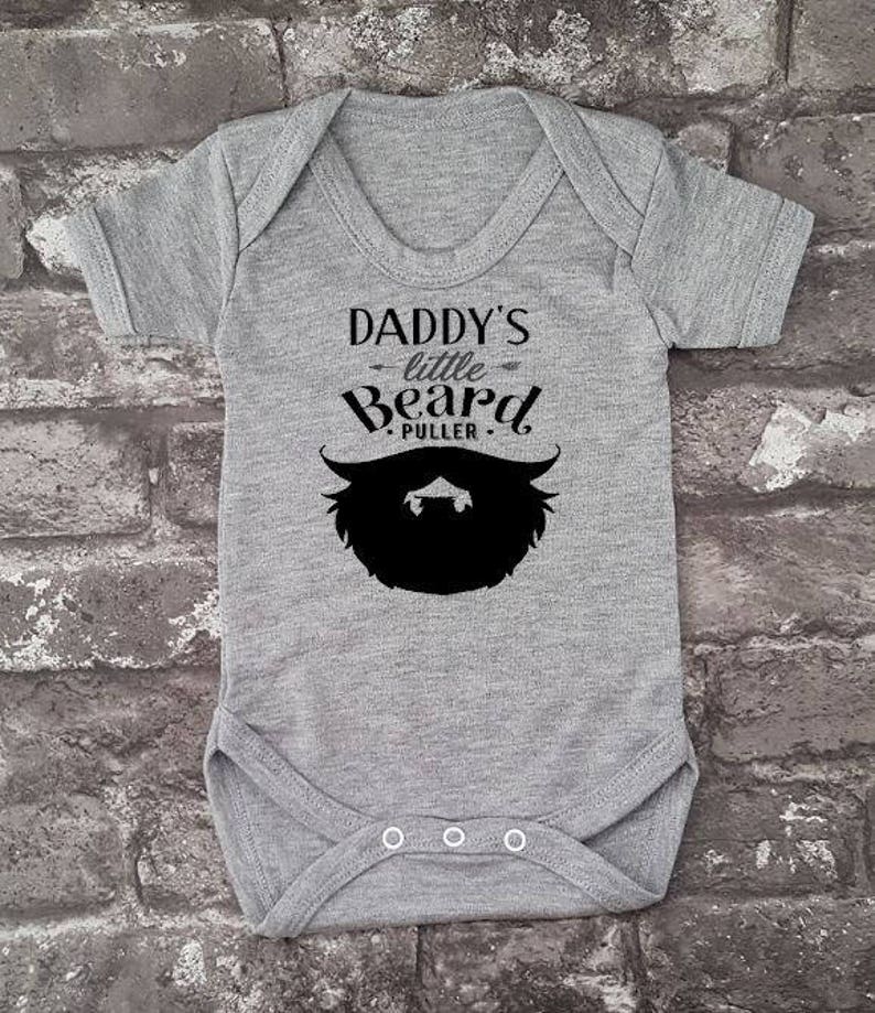 Daddy's Beard Puller, Father's day Gift, Hipster Baby, Beard Baby grow, Baby Shower, Newborn Body Suit, Funny Baby Gift, New Dad, New Mum, Gray