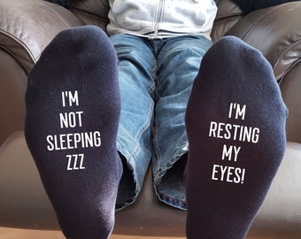 Men's and Women's Novelty Gift, Joke Socks, Not Sleeping Socks, Father's Day Gift, Mother's Day Gift, Gift for Him, Gift for her, Christmas