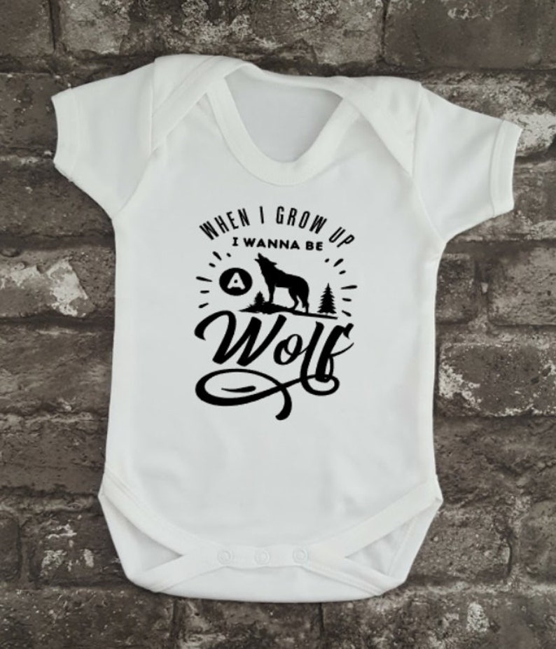 Wolf Baby Grow, Animal Lover Baby Vest, Howling Wolf Bodysuit, Baby Shower Gift, New Mom, New Dad, Wolf Baby, Newborn Wolf Present, Wolves White