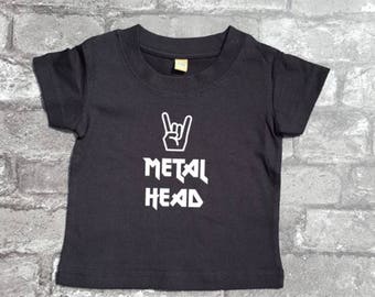 Metal Head Baby T Shirt, Rock Toddler T Shirt, Kids Music Tee, Alternative Baby Clothes, Goth Baby Wear, Baby Shower Gift, Metal Horn Sign