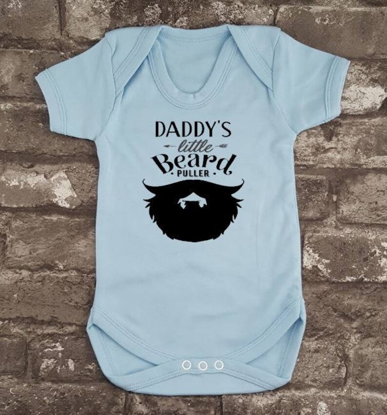 Daddy's Beard Puller, Father's day Gift, Hipster Baby, Beard Baby grow, Baby Shower, Newborn Body Suit, Funny Baby Gift, New Dad, New Mum, Pastel Blue