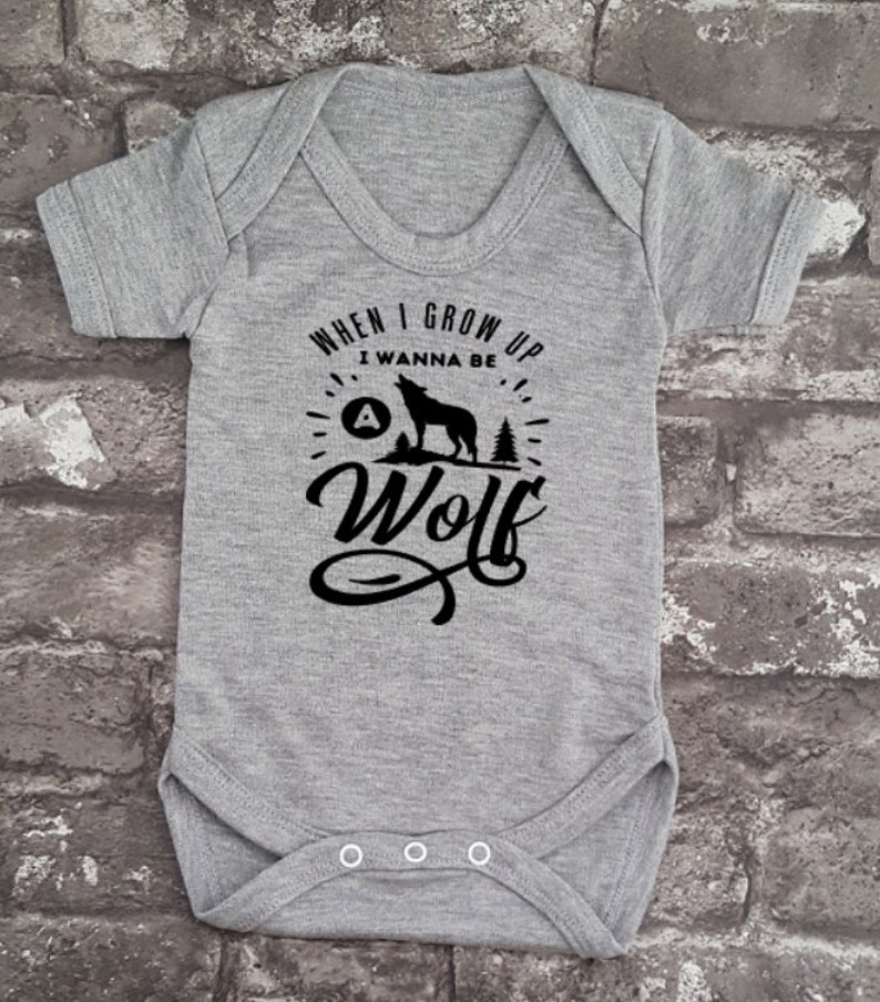 Wolf Baby Grow, Animal Lover Baby Vest, Howling Wolf Bodysuit, Baby Shower Gift, New Mom, New Dad, Wolf Baby, Newborn Wolf Present, Wolves Gray