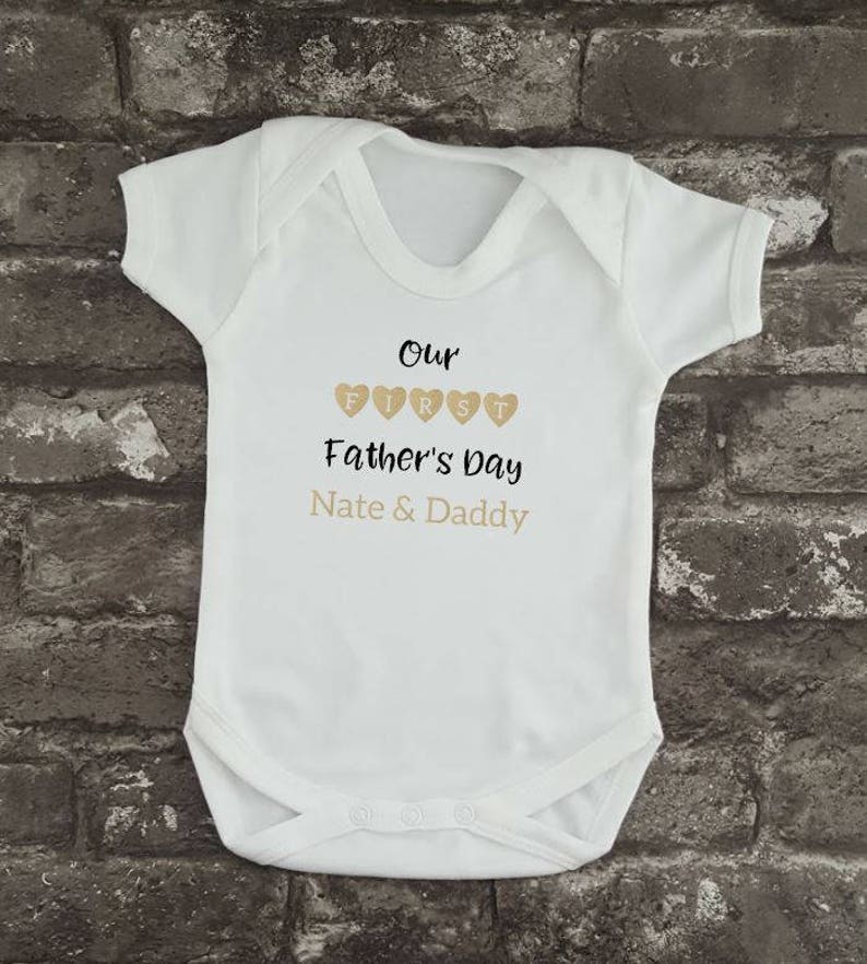 Personalised First Father's Day, Father's Day Baby Bodysuit, Baby Shower Gift, New Baby Present, New Mom, New Dad Gift, Gift for Him, S/S White