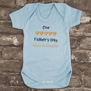 Personalised First Father's Day, Father's Day Baby Bodysuit, Baby Shower Gift, New Baby Present, New Mom, New Dad Gift, Gift for Him, S/S Blue