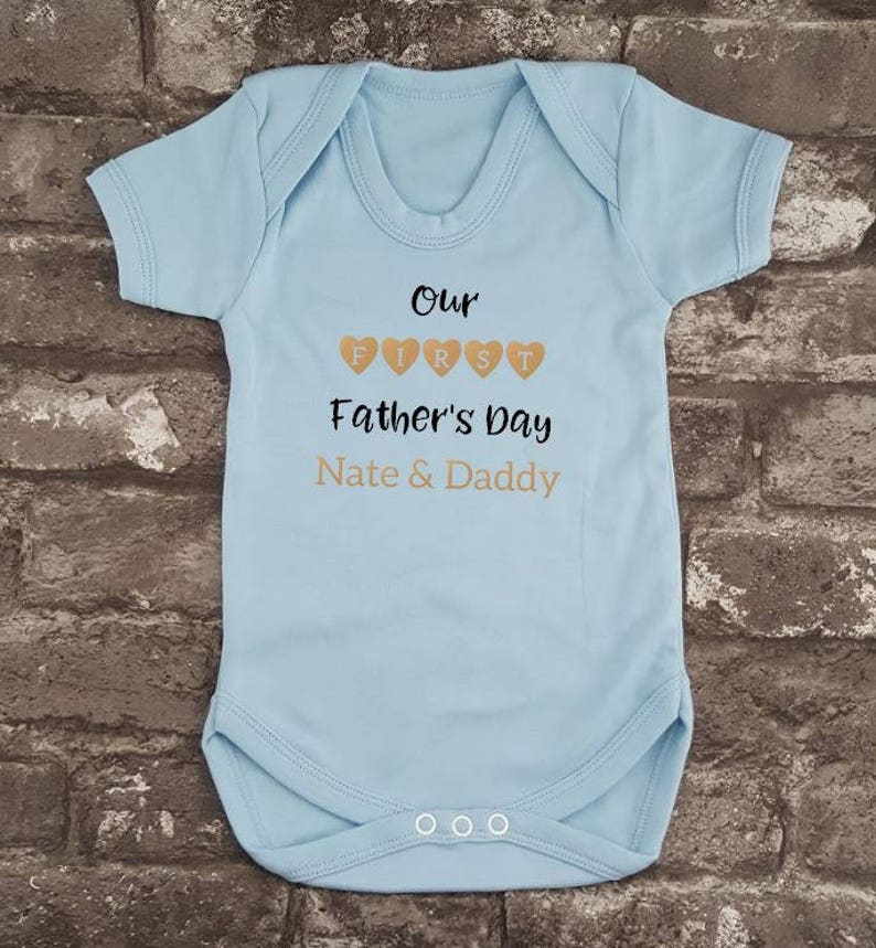 Personalised First Father's Day, Father's Day Baby Bodysuit, Baby Shower Gift, New Baby Present, New Mom, New Dad Gift, Gift for Him, S/S Blue