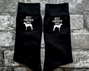 Dad Lurcher Socks, Father's Day Gift, Christmas Gift, Lurcher Gift, Stocking Filler, Men's Birthday Gift, Dad Gift, Lurcher Dad,