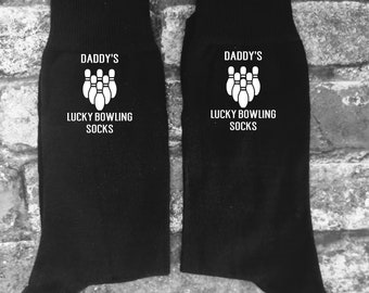 Daddy's Lucky Bowling Socks, Dad's  Lucky Bowling Socks, Father's Day Gift, Christmas Gift, Ten Pin Bowling Gift