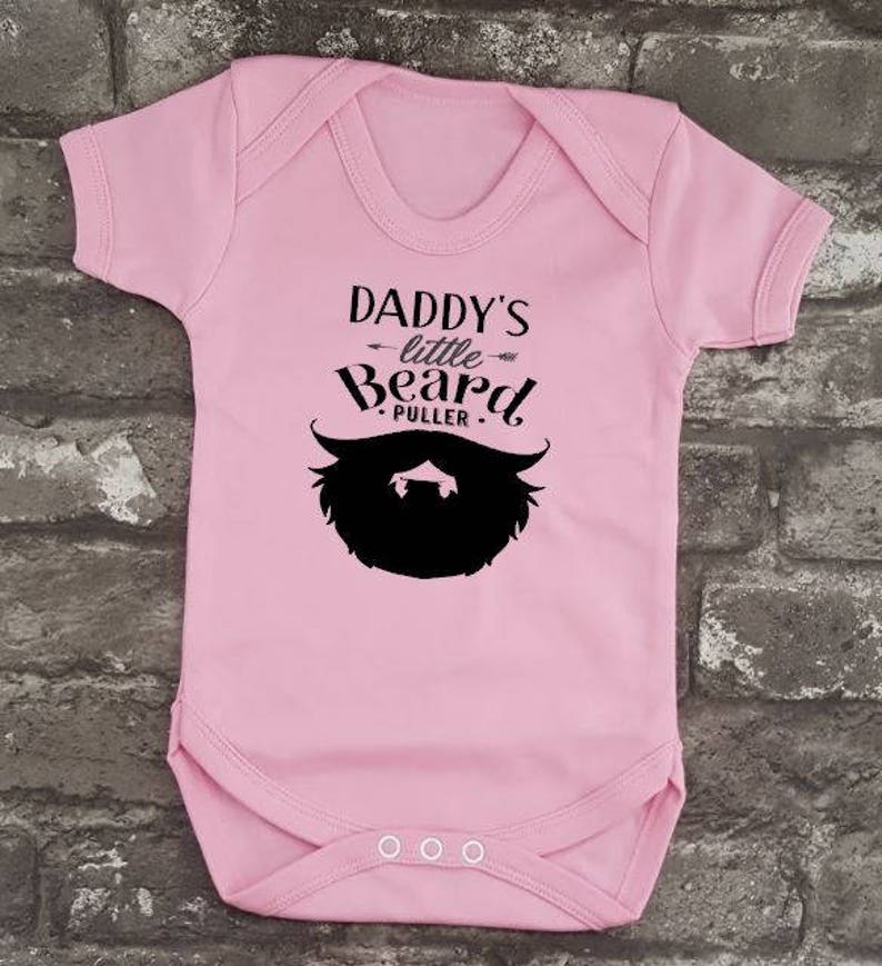 Daddy's Beard Puller, Father's day Gift, Hipster Baby, Beard Baby grow, Baby Shower, Newborn Body Suit, Funny Baby Gift, New Dad, New Mum, Pastel Pink