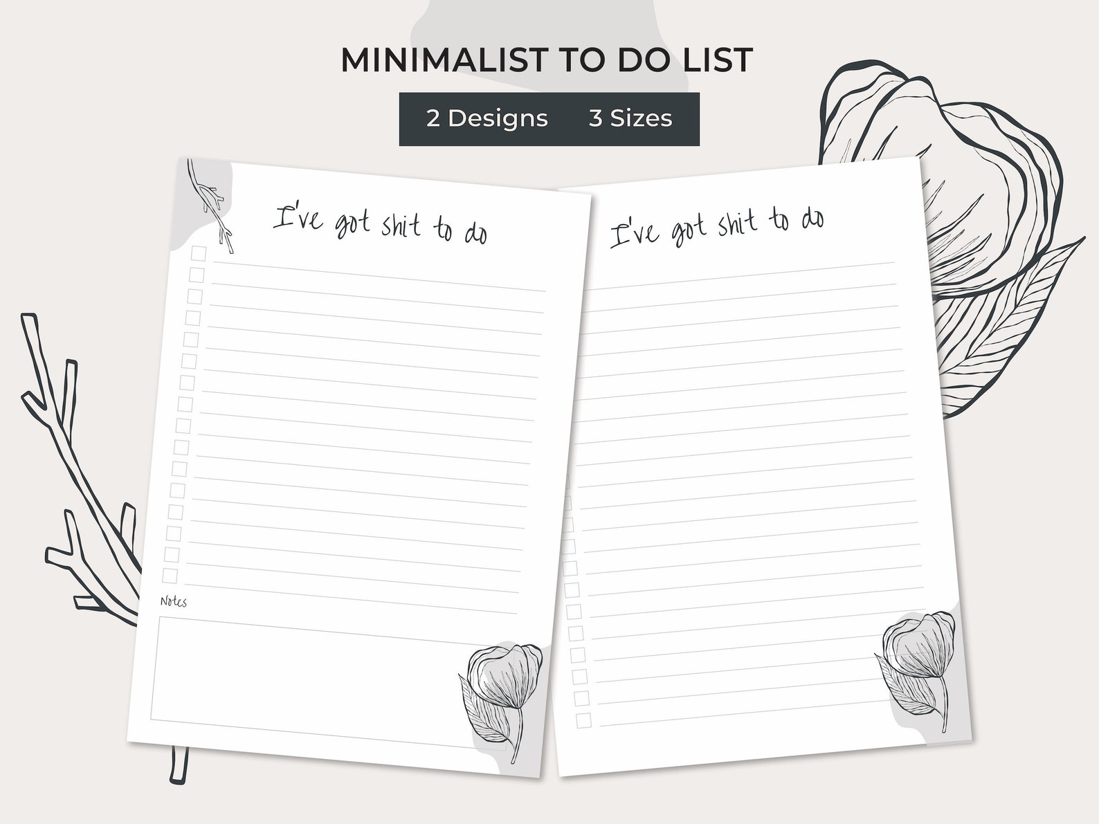 Minimalist to Do List Printable Practical &amp; Simple Tasks List Template ...