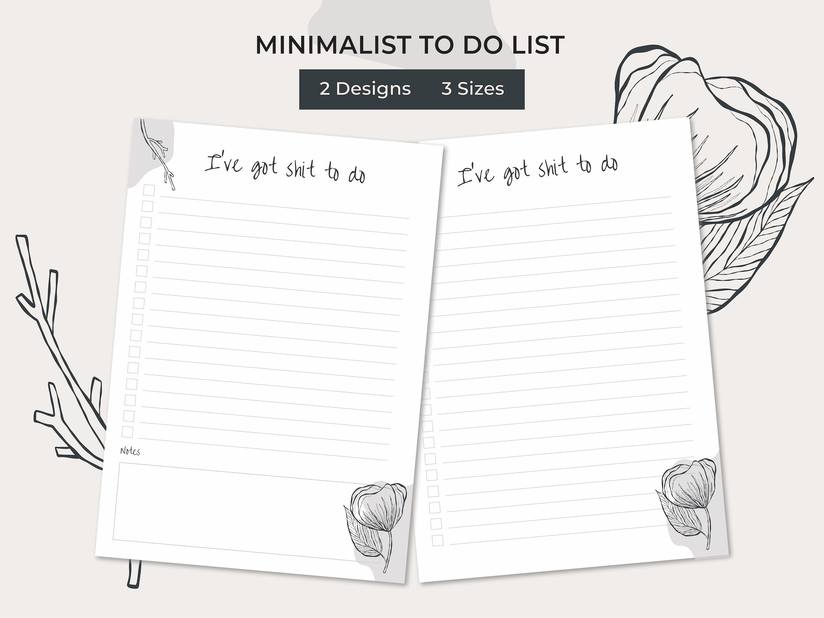 Minimalist to Do List Printable Practical &amp; Simple Tasks List Template ...