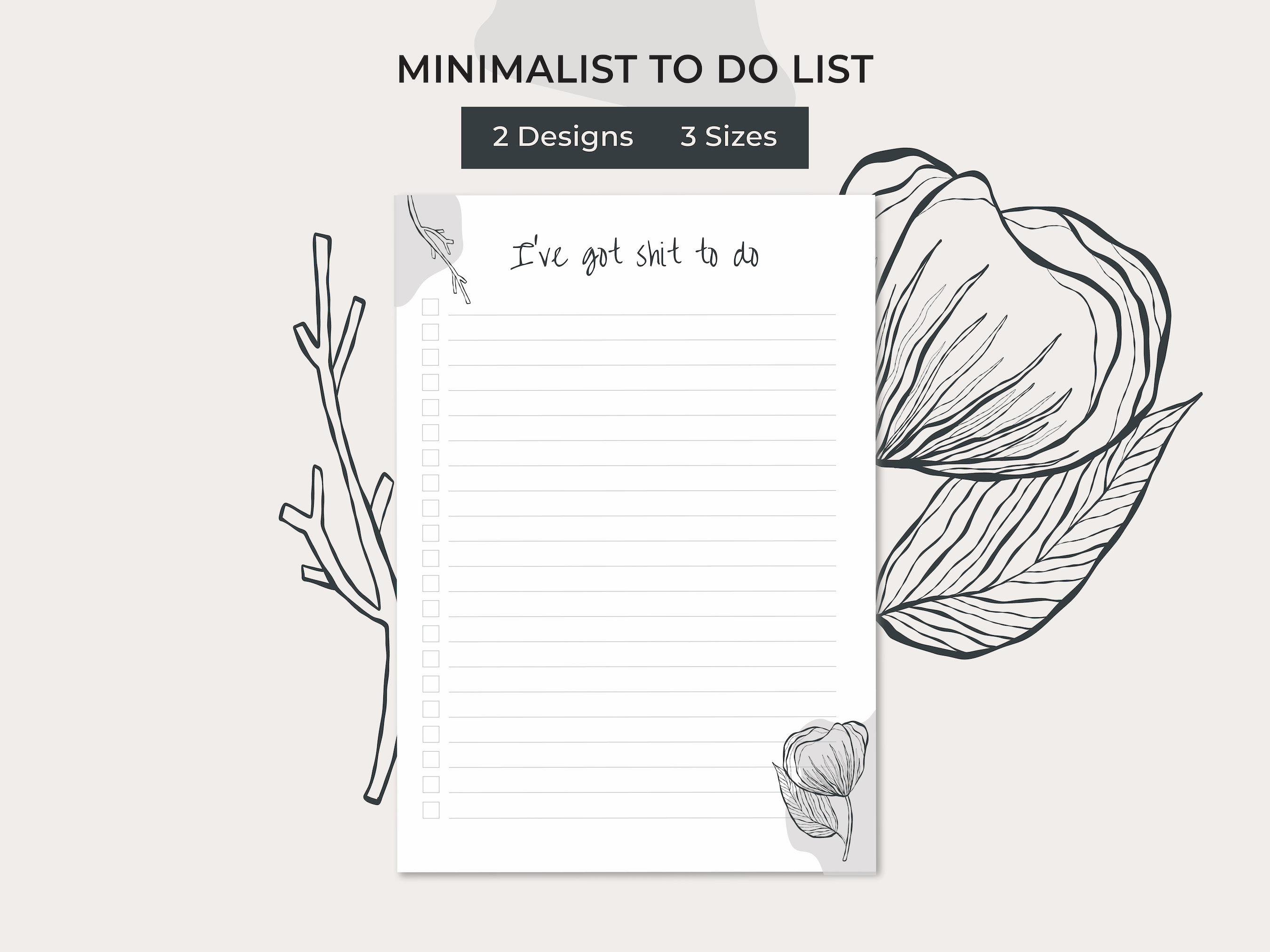 Minimalist to Do List Printable Practical &amp; Simple Tasks List Template ...