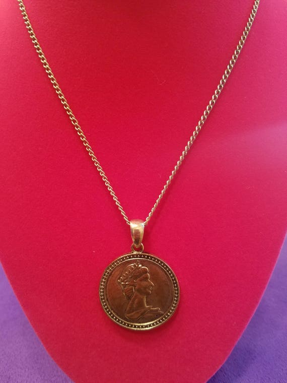 Antique Coin Necklace - Silhouette Necklace - Gree