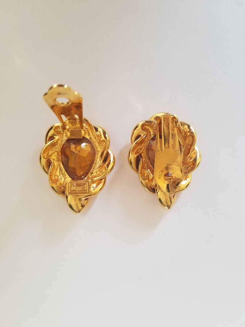 BlackGold Dangles are for Pierced Ears Unique and Antique Stunning and Elegant Vintage Victorian Earrings RedGold are Clip-Ons