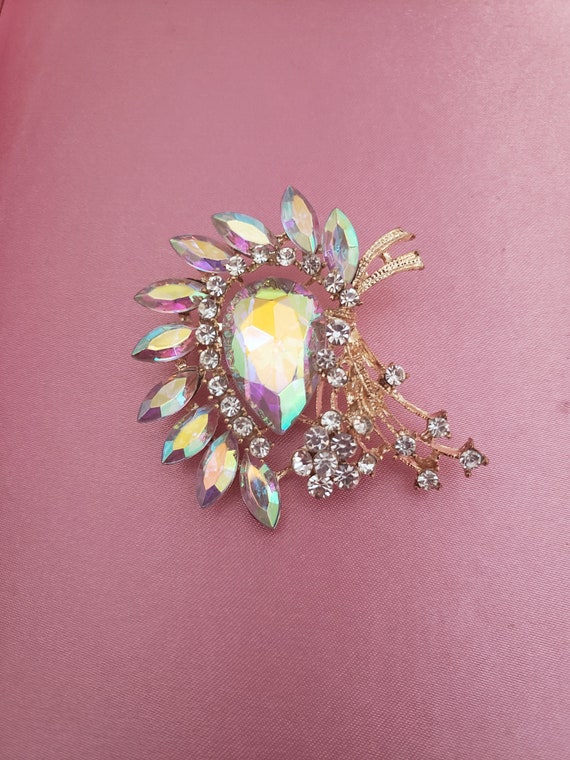 Rhinestone / Crystal Antique Victorian Brooch Pin 