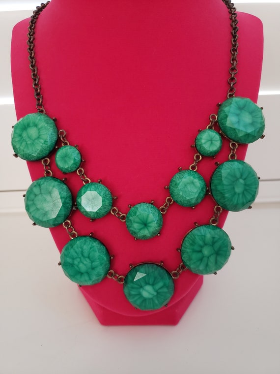 Jade Green Geometric Mod Multi Strand Necklace - … - image 10
