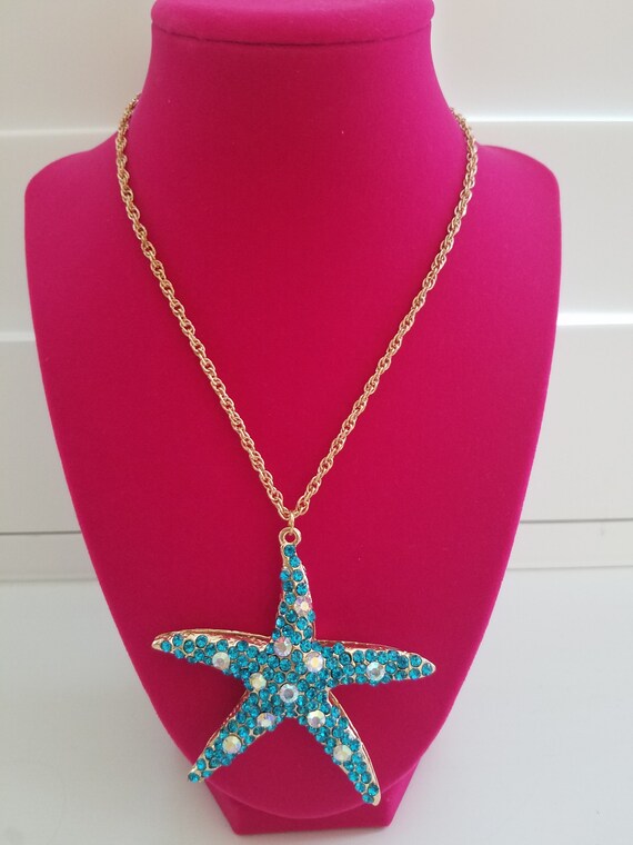 Star / Starfish Rhinestone Betsey Johnson Necklac… - image 3